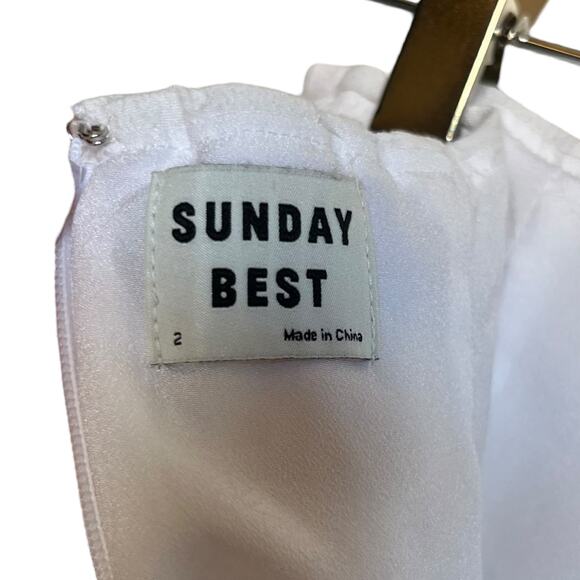 Aritzia Sunday Best Tatiana Mini Skirt Crepe White Leg Slit Pencil Preppy Size 2 - Picture 3 of 9